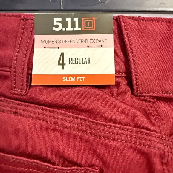 5.11‎ Tactical Women's Defender-Flex Maroon Pant Slim Fit Size 4 NWT - Picture 4 of 10